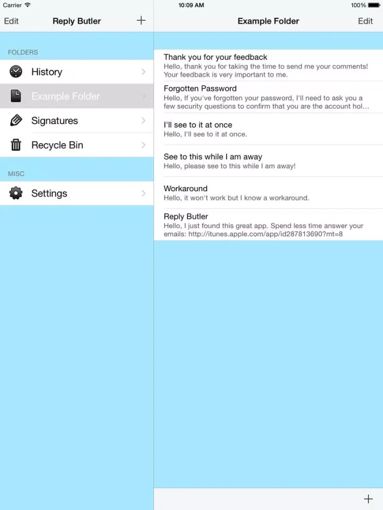 تصاویر Reply Butler - Text Snippets for Customer Support iPad 