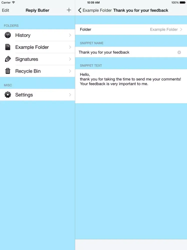 تصاویر Reply Butler - Text Snippets for Customer Support iPad 