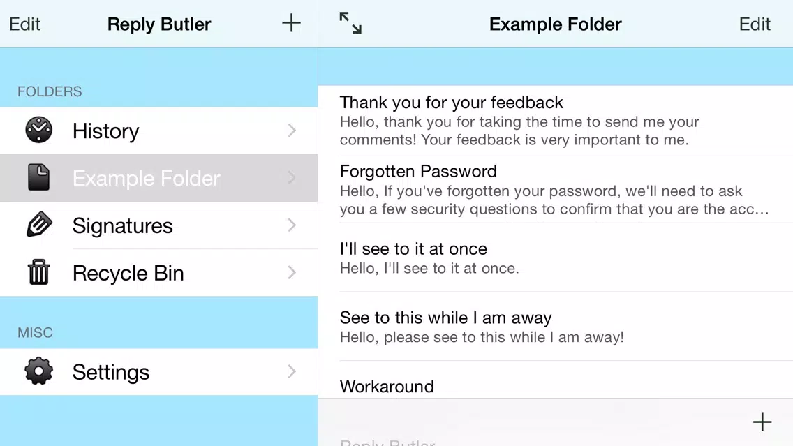 Reply Butler - Text Snippets for Customer Support Screenshots