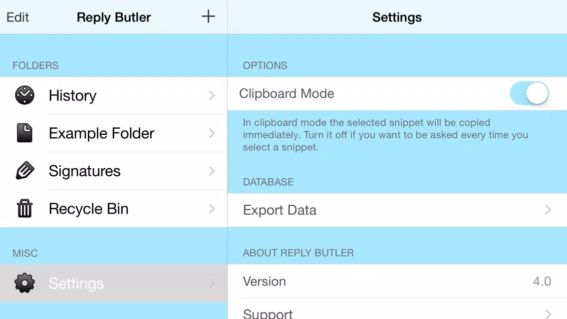 Reply Butler - Text Snippets for Customer Support Screenshots