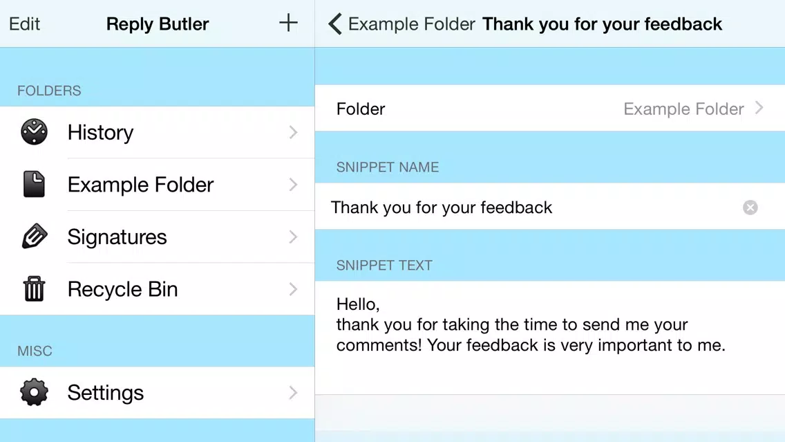 Reply Butler - Text Snippets for Customer Support Screenshots