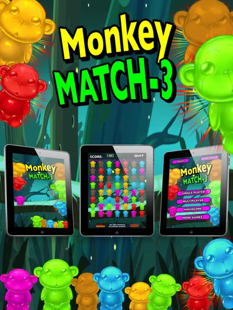 Tangkapan skrin Monkey Match Three Free - The Secret of the Chimps in the Jungle iPad 