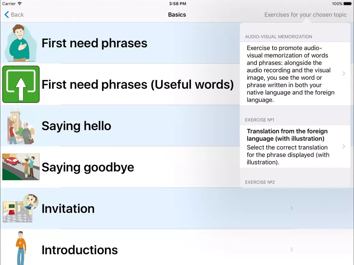 Ảnh chụp màn hình của Language Coach iPad 