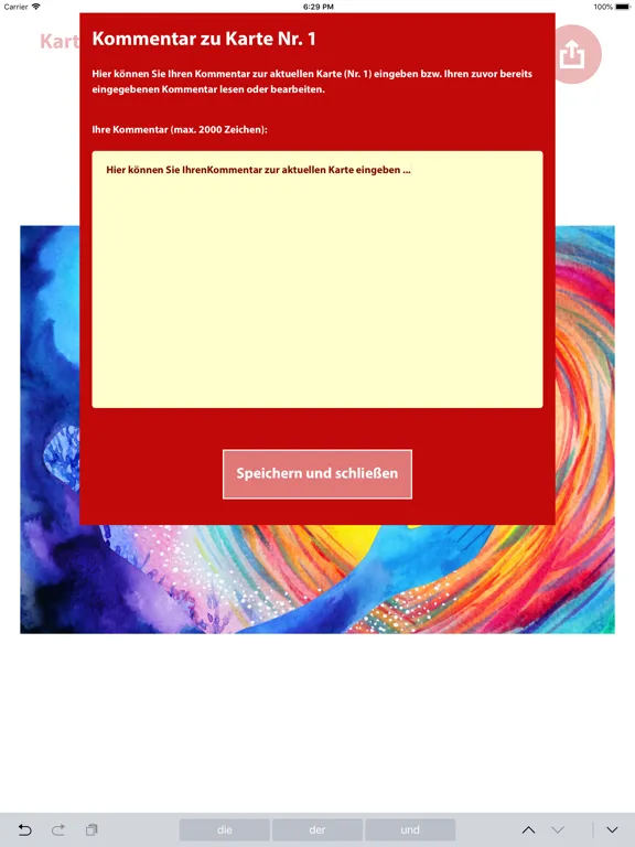 Tangkapan layar GFK-Kartenset iPad 