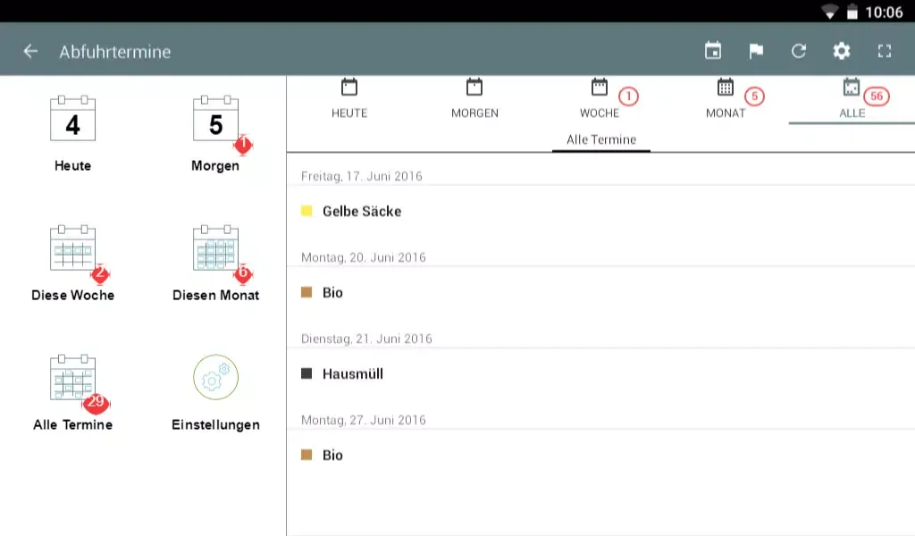 Abfall App Screenshots