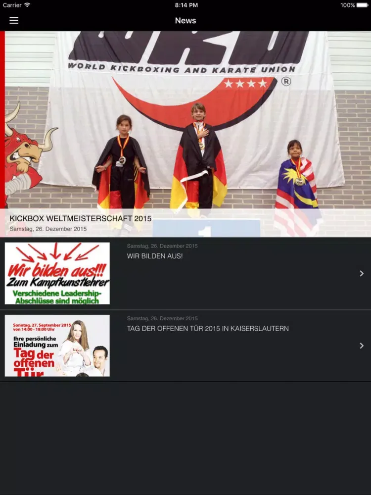 Tangkapan skrin Taekwon-Do Center iPad 