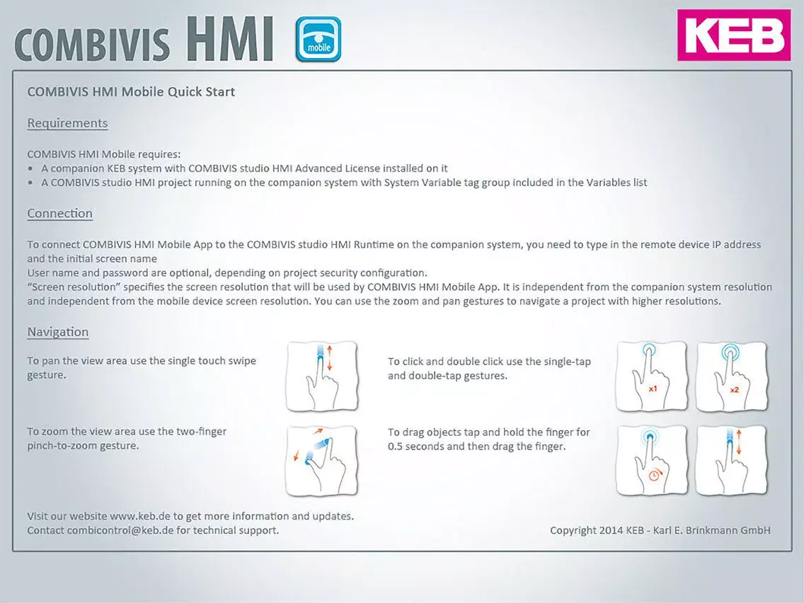 ภาพหน้าจอของ COMBIVIS HMI mobile iPad 