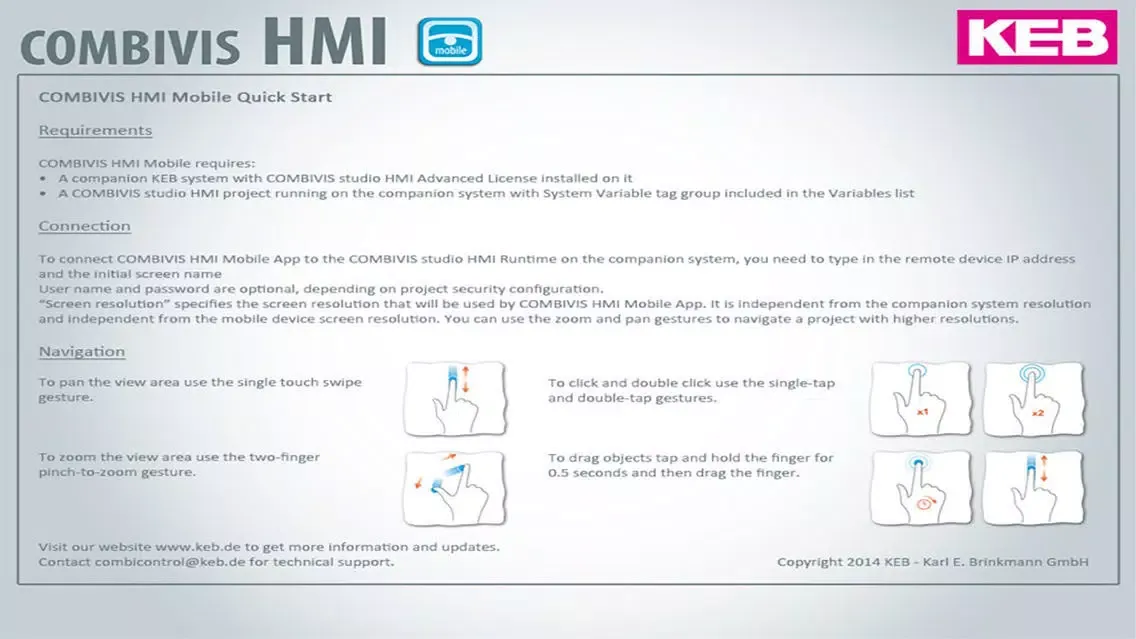 ภาพหน้าจอของ COMBIVIS HMI mobile