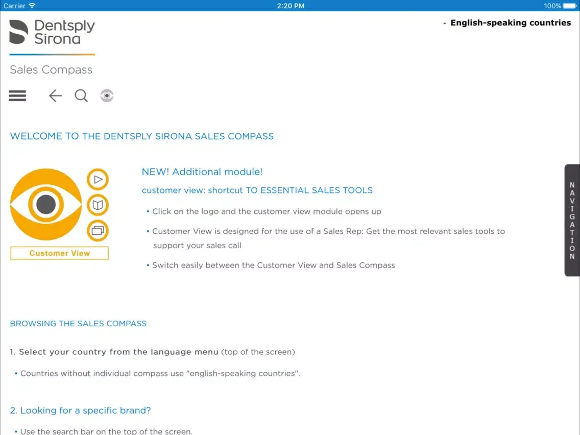 Dentsply Sirona Sales Compass iPad 应用截图