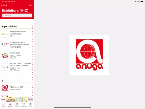 Ảnh chụp màn hình của Anuga iPad 