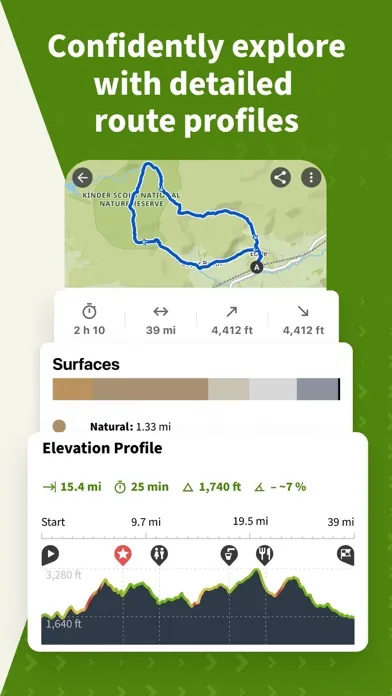 Capturas de tela do komoot - hike, bike & run