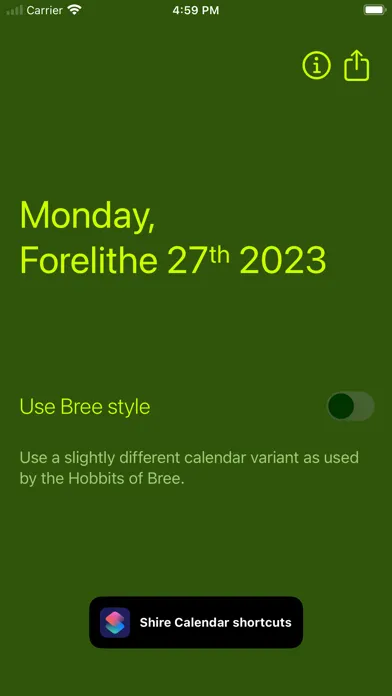 Shire Calendar Screenshots