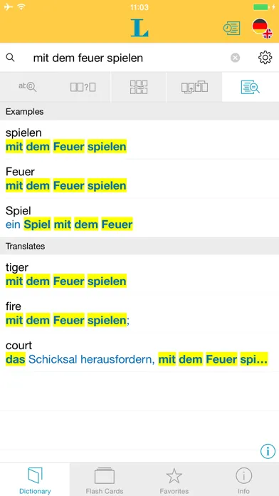 Tangkapan skrin German English XXL Dictionary