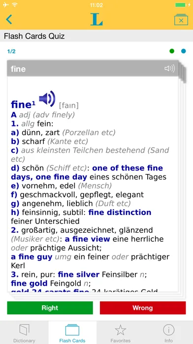 Tangkapan skrin German English XXL Dictionary