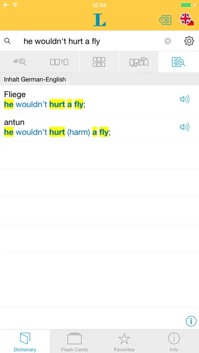 Capturas de tela do German English XL Dictionary