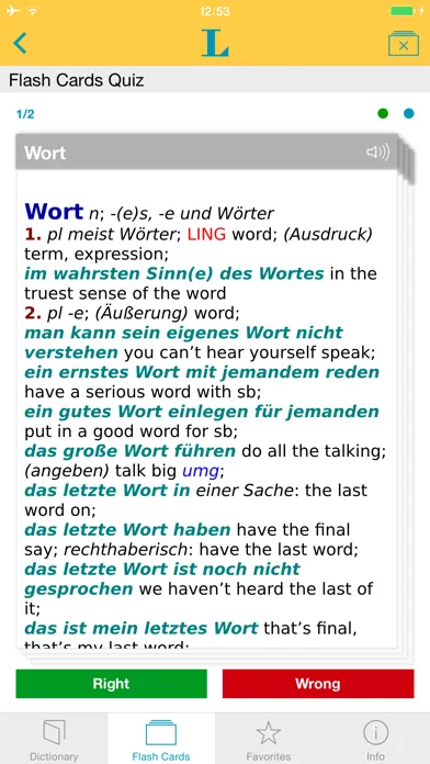 Capturas de tela do German English XL Dictionary