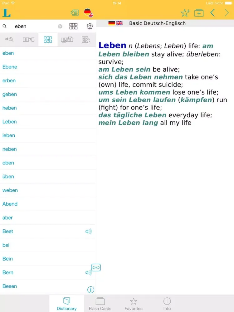 Capturas de tela do German <-> English Talking Dictionary Basic iPad 