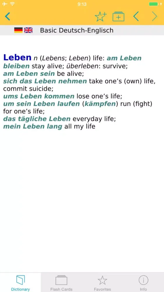 Capturas de tela do German <-> English Talking Dictionary Basic
