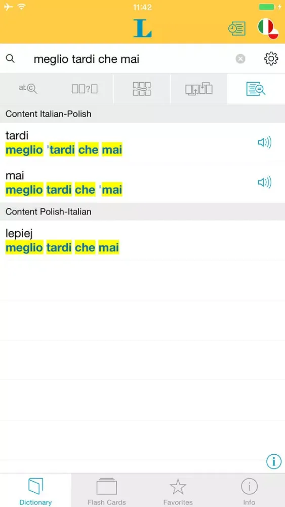 Screenshot di Słownik CLASSIC polsko <-> włoski