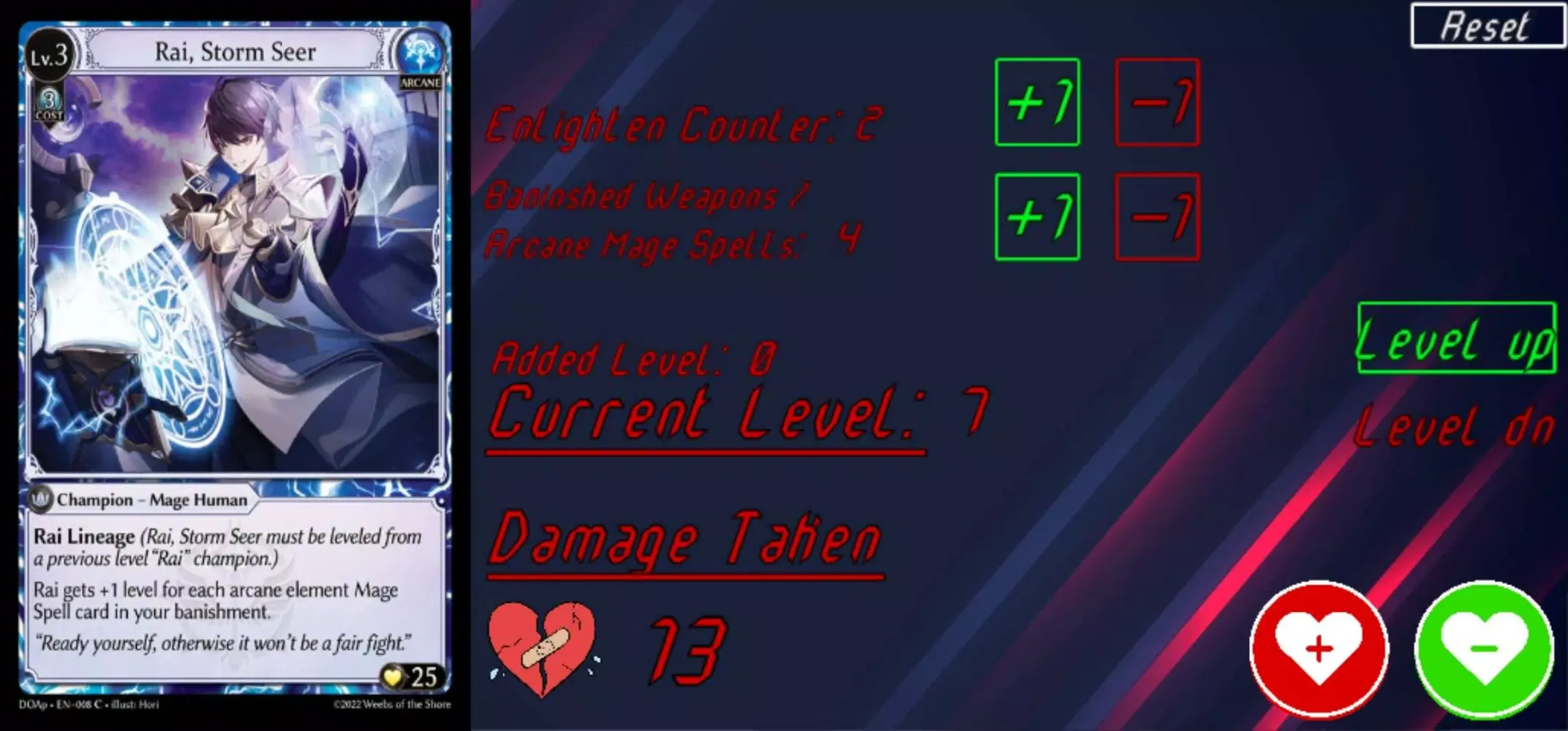 ภาพหน้าจอของ Grand Archive Damage Counter