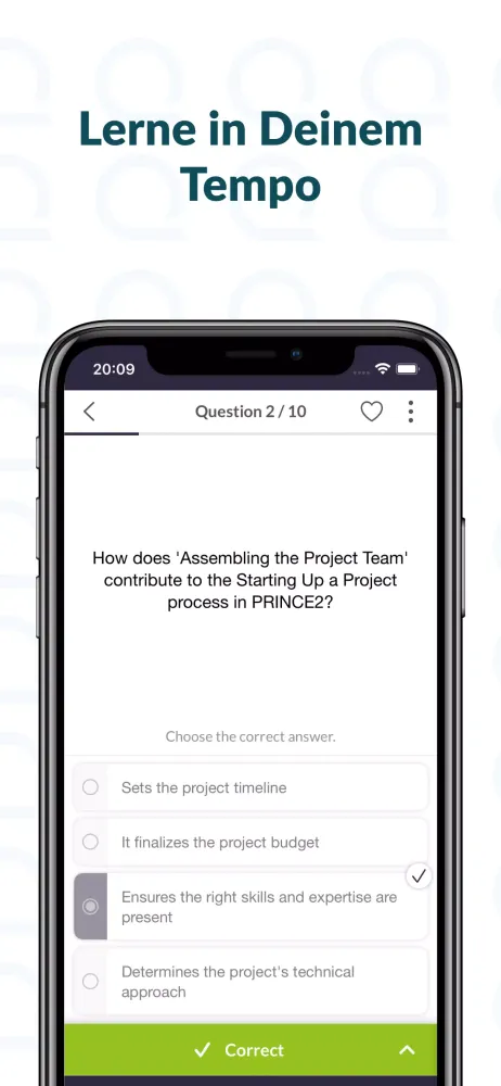 Capturas de tela do PRINCE2 Exam Trainer
