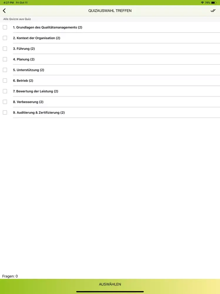 Screenshot di QMB Prüfungen iPad 