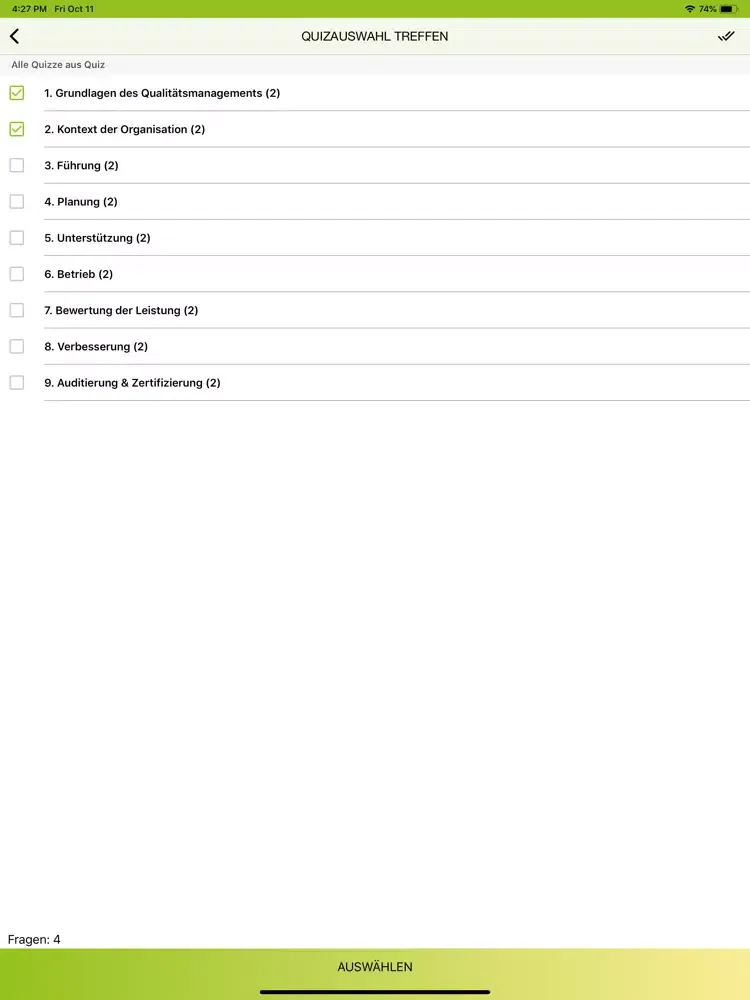 Screenshot di QMB Prüfungen iPad 