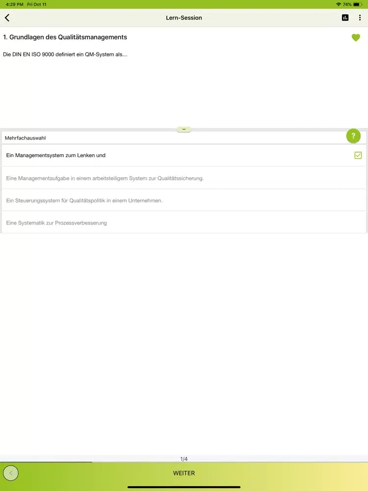 Screenshot di QMB Prüfungen iPad 