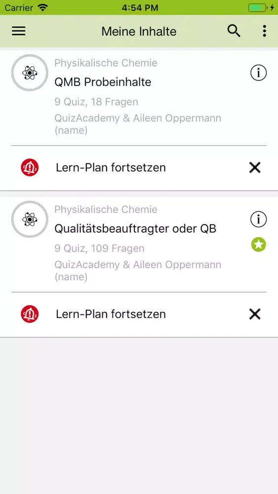 Screenshot di QMB Prüfungen