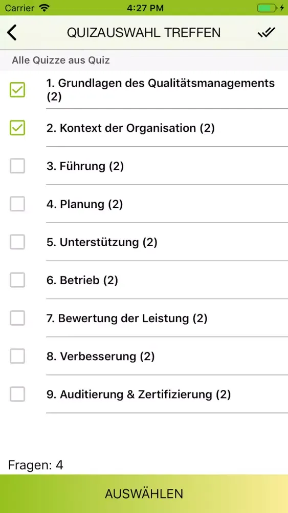 Screenshot di QMB Prüfungen