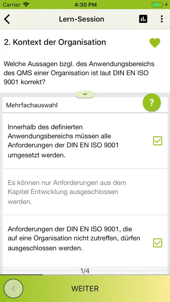 Screenshot di QMB Prüfungen