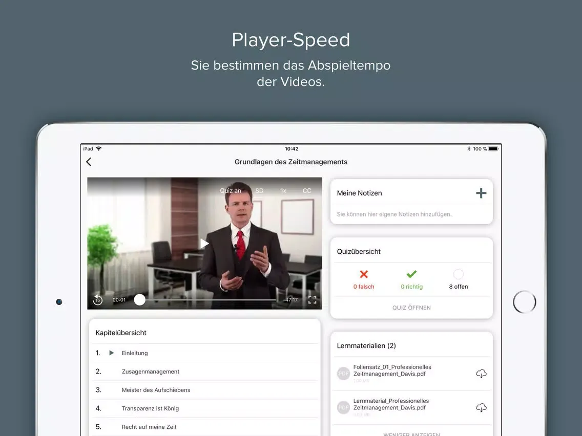 Capturas de tela do GÖRG akademie iPad 