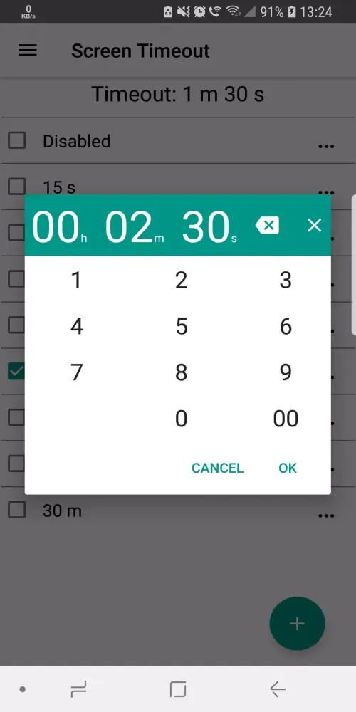Tangkapan skrin Screen Timeout
