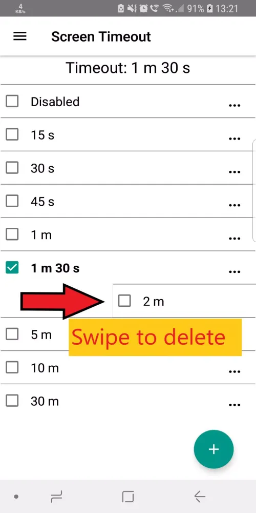 Tangkapan skrin Screen Timeout