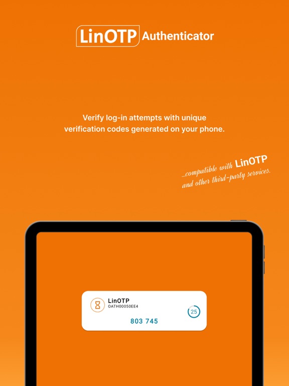 ภาพหน้าจอของ LinOTP Authenticator iPad 