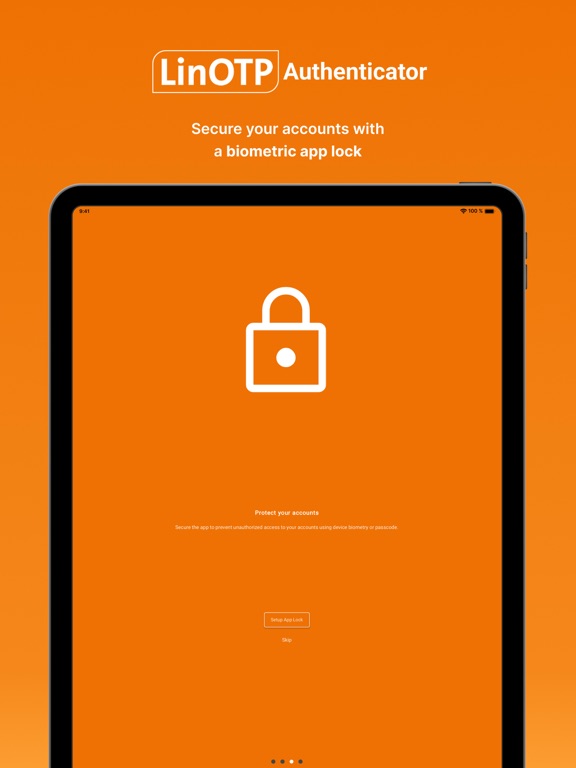 ภาพหน้าจอของ LinOTP Authenticator iPad 