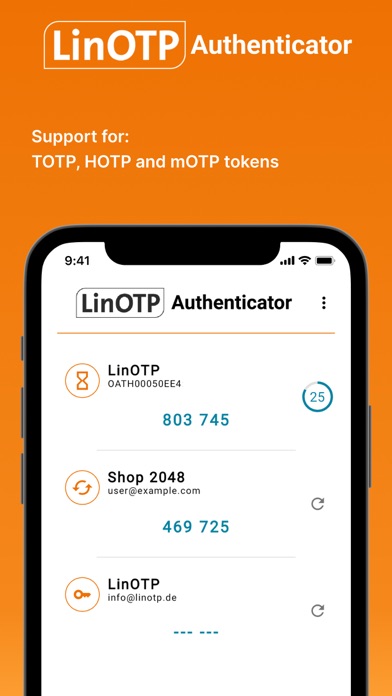 ภาพหน้าจอของ LinOTP Authenticator