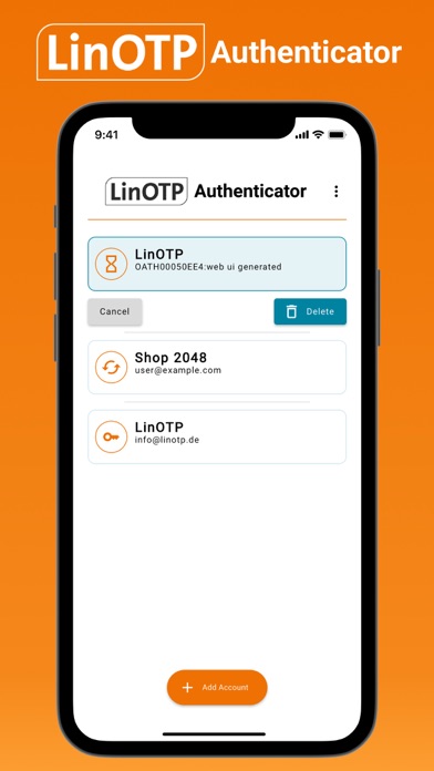 ภาพหน้าจอของ LinOTP Authenticator