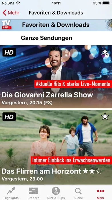 Captures d'écran de TV Pro Mediathek ·
