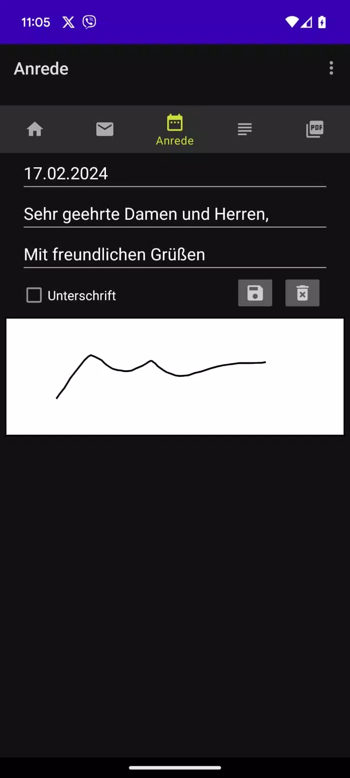 Letters as PDF files Screenshots