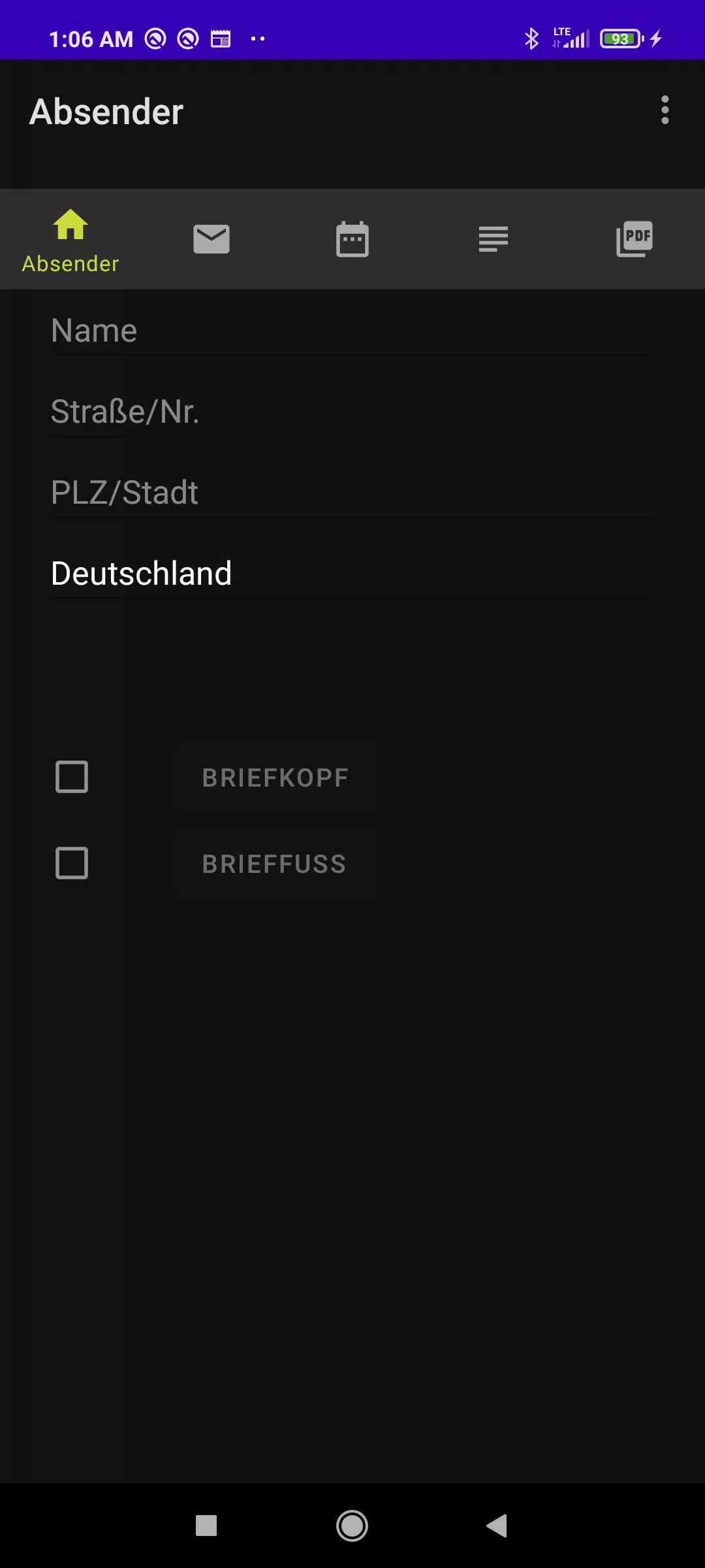 Letters as PDF files Screenshots