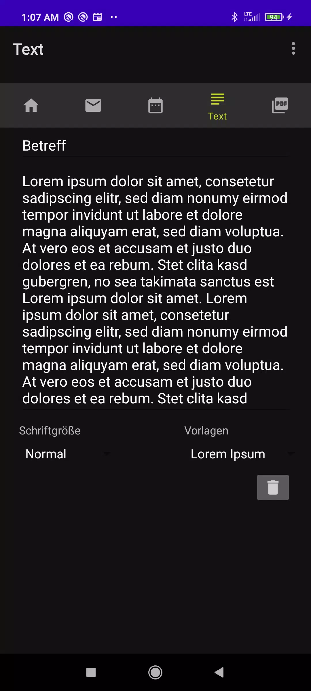Letters as PDF files Screenshots