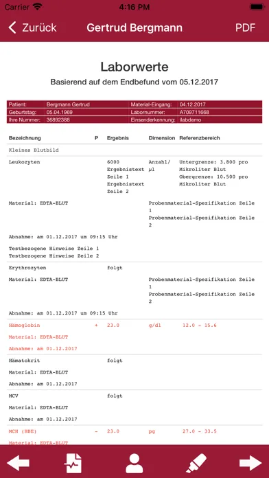 Zrzuty ekranu MVZ Befundabfrage