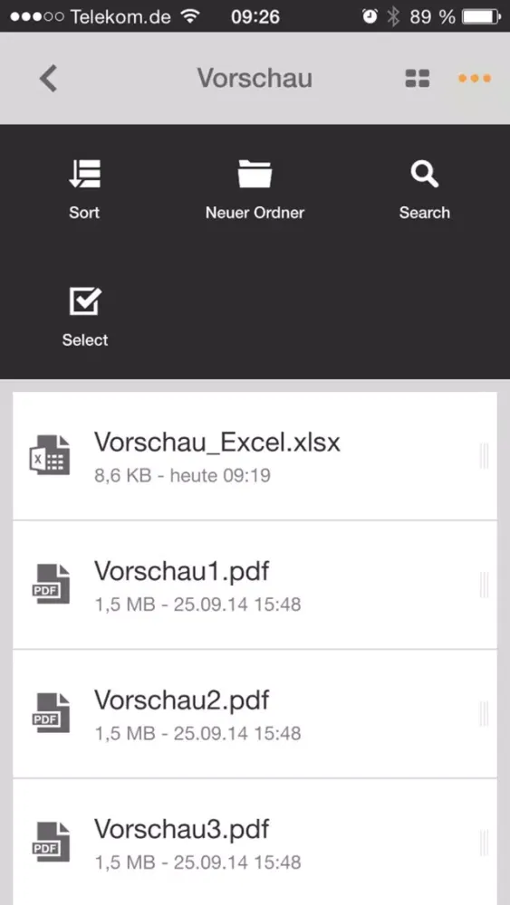 Capturas de tela do Virtual Fileshare