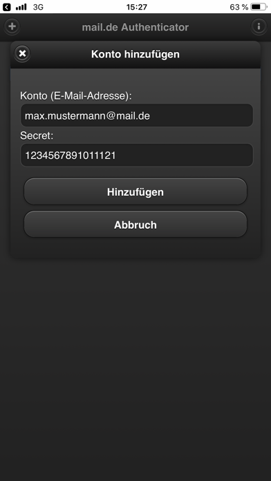 mail.de Authenticator Screenshots