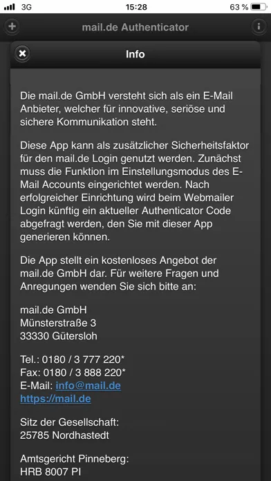 mail.de Authenticator স্ক্রিনশট