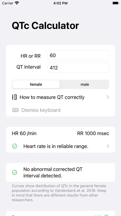 Capturas de tela do QTc-Calculator