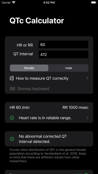 Capturas de tela do QTc-Calculator