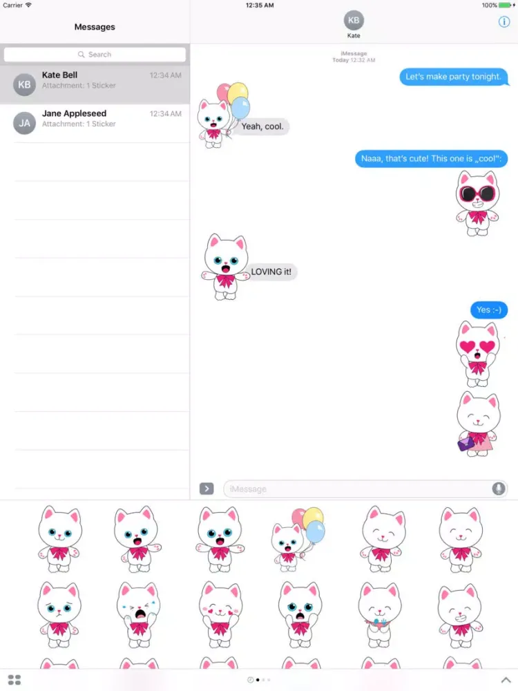Kitty Cat animated Stickers iPad  스크린샷