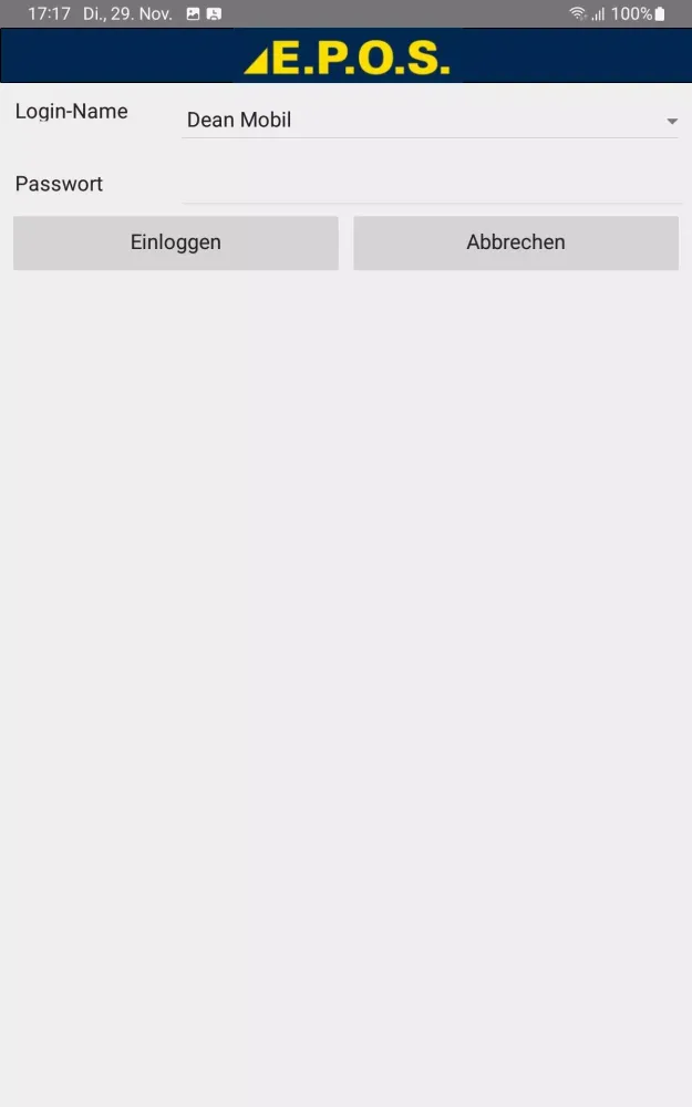 Tangkapan skrin E.P.O.S. mobile App V2